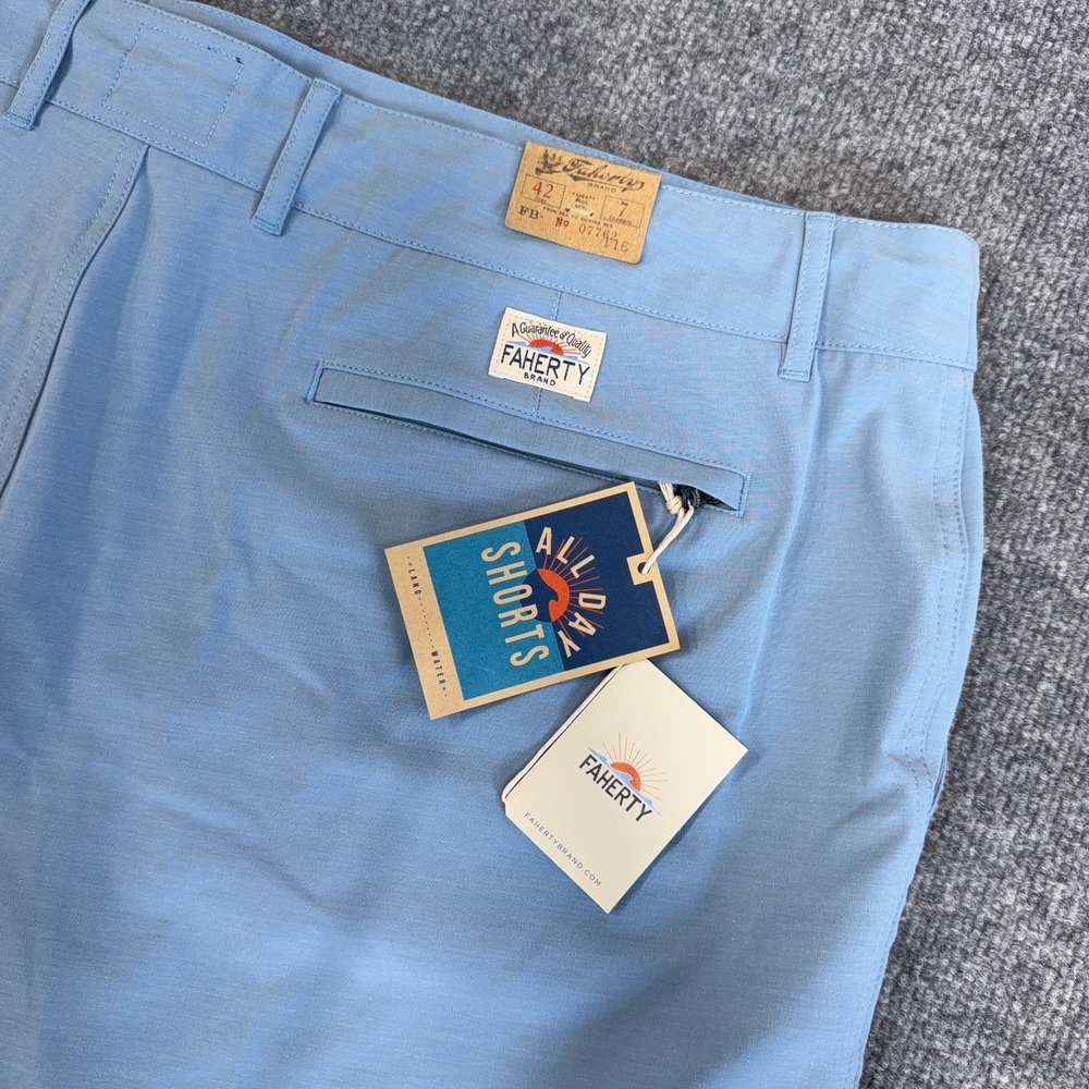 Faherty All Day Shorts Men 42 Weathered Blue‎ 7" Golf Swim Hybrid NEW